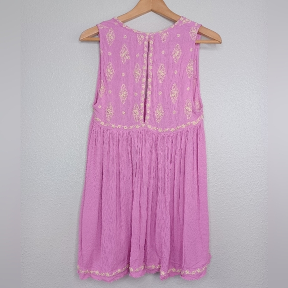 Free People Boho Diamond Embroidered Sleeveless Fairycore Tunic Top - Picture 3 of 13